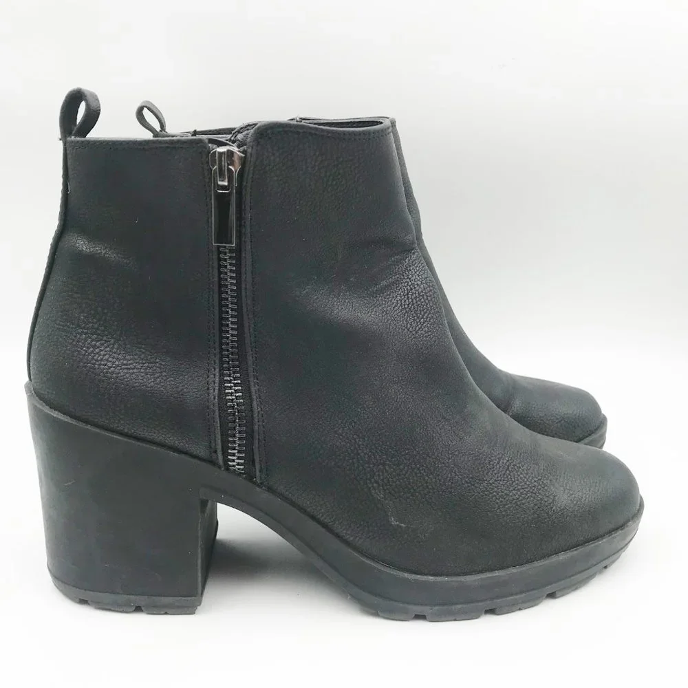 MIX NO. 6 Weinbaum Black Chunky Platform Block Heel Ankle Boots Womens 10